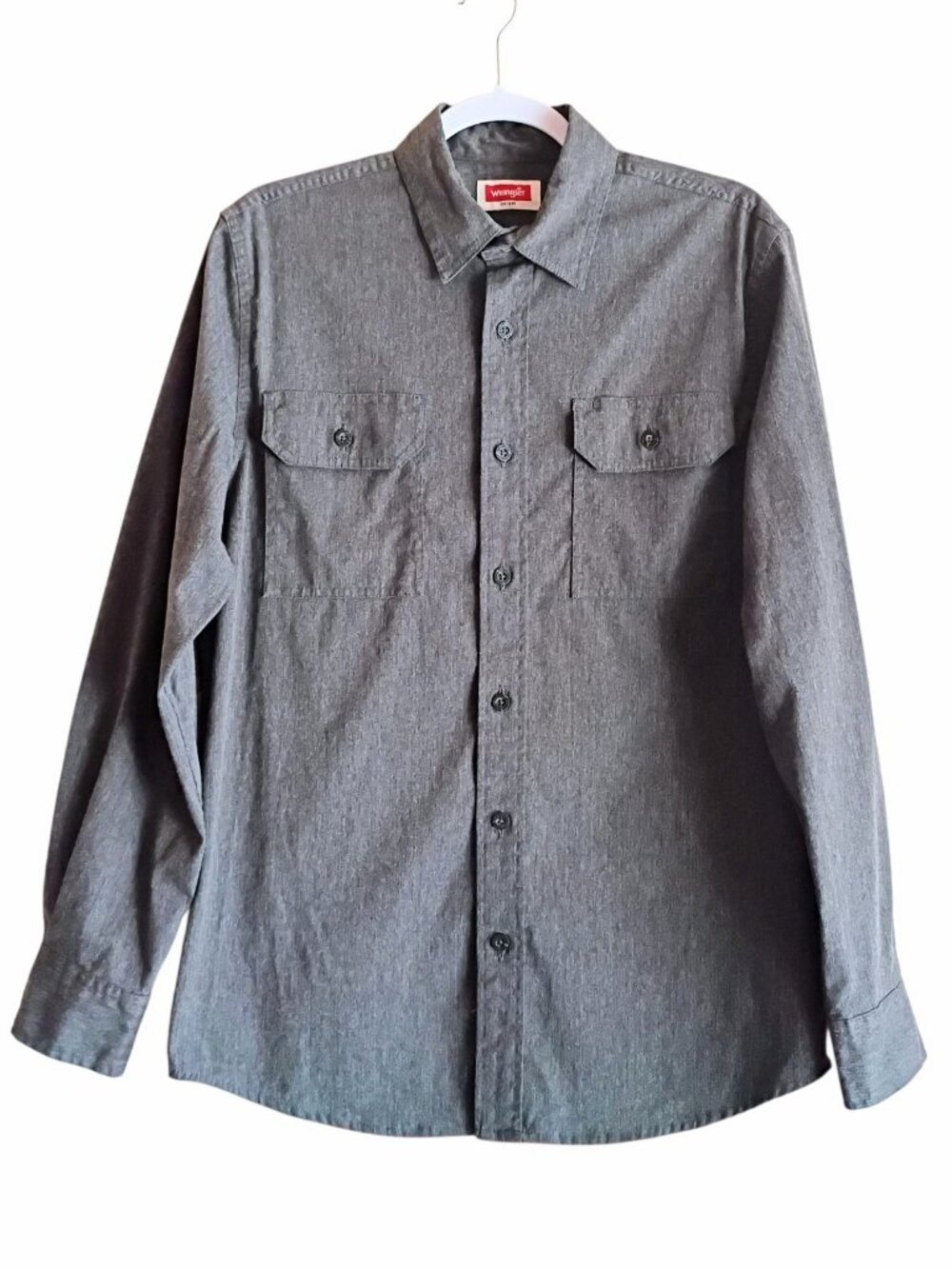 WRANGLER Men's Shirt Gray Long Sleeve Button Down Stretch S/CH/P